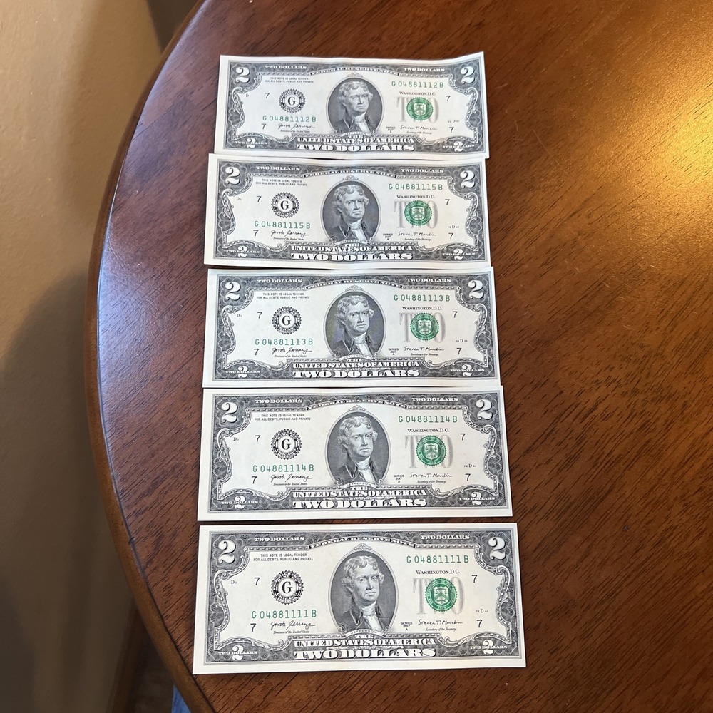 Qty #5 Two Dollar Bills Series 2017A